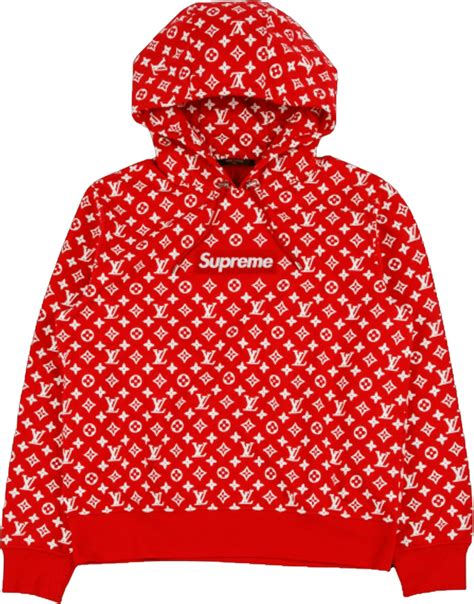 louis vuitton red hooded sweatshirt.